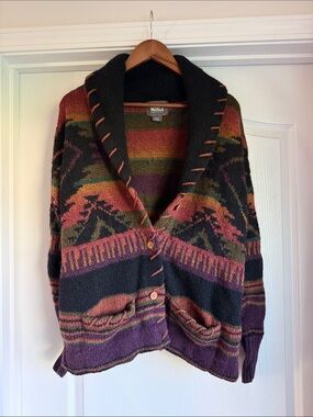 Vintage 1990s Woolrich Southwestern Aztec Shawl Collar Cardigan